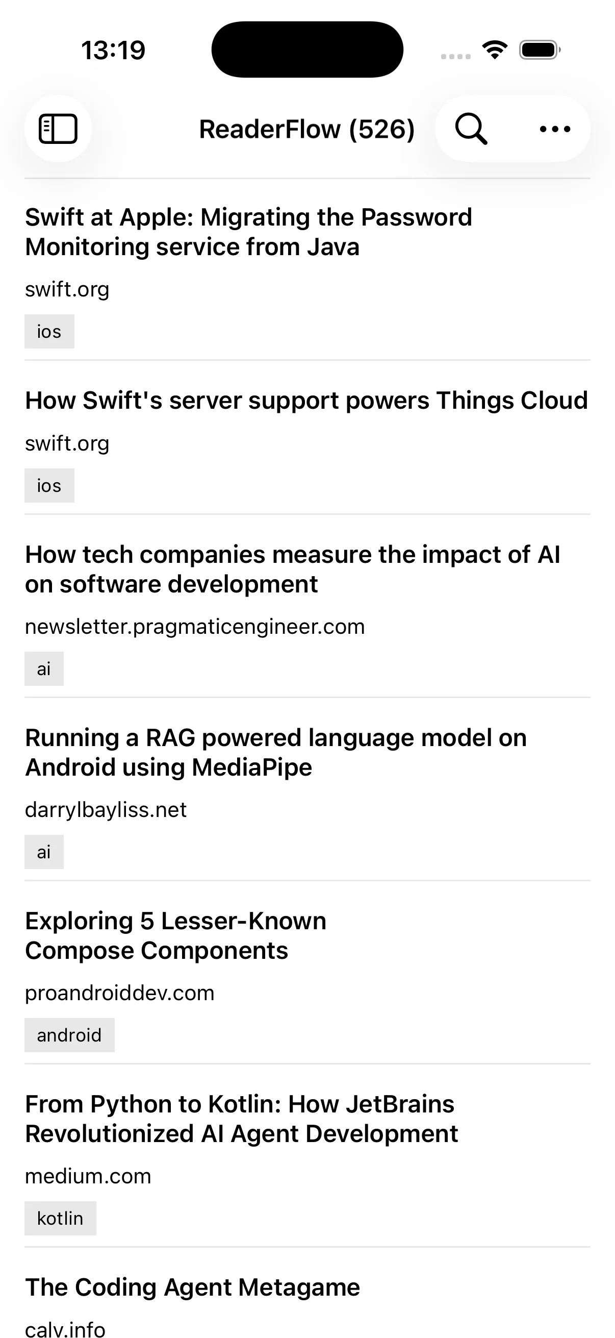 ReaderFlow iOS Home Screen